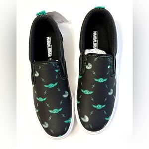 Mandalorian Slip-On Shoes with Green Baby Yoda Design
